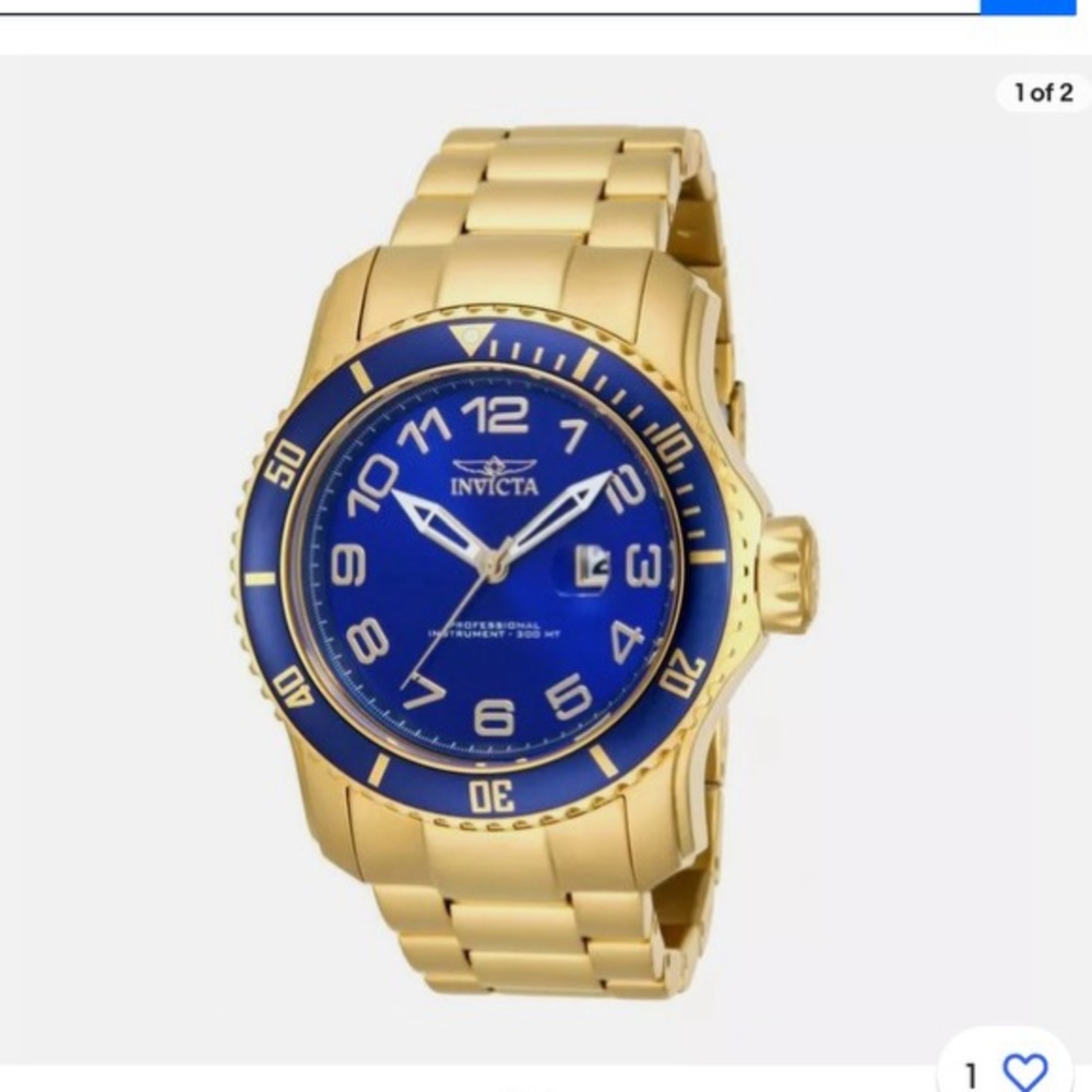 Invicta Pro Diver Blue Dial Gold Ion-plated Men's Watch 15347